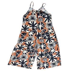 Rebdolls Nadia Orange Navy Blue Star Halter Wide Leg Jumpsuit Plus Size 1X